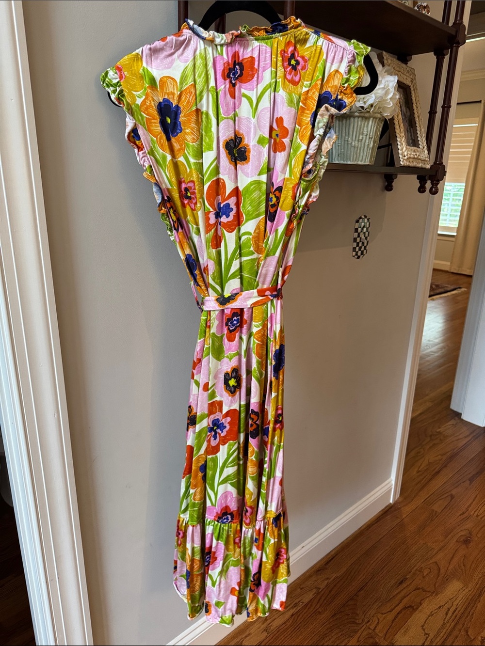 FRNCH Pink Floral Dress with Green & Orange Accents - Picture 3 of 3
